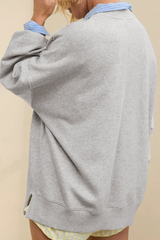 Women's Fall Oversize Side Slit Hem Drop Shoulder Pullover