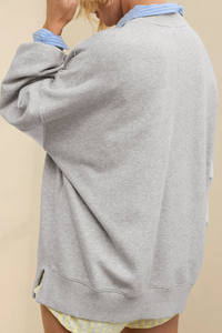 Women's Fall Oversize Side Slit Hem Drop Shoulder Pullover