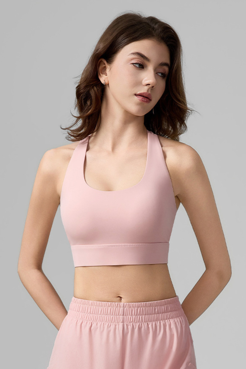 Women's Thin Strap Beautiful Back Cross Knot  Sports Bra