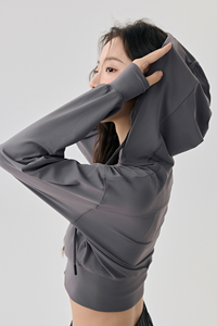 Short-sleeved hooded sports jacket.