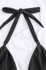 Women's Solid Triangle Cup Halterneck Backless Bikini