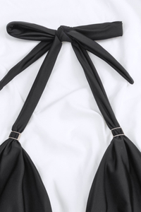 Women's Solid Triangle Cup Halterneck Backless Bikini