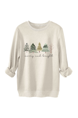 Women's Fall Christmas Tree Print Crew Neck Sweatshirt