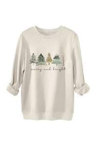 Women's Fall Christmas Tree Print Crew Neck Sweatshirt