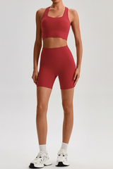 Women's Bare Feel Cross Back Bra &High Waist Shorts Yaga Set