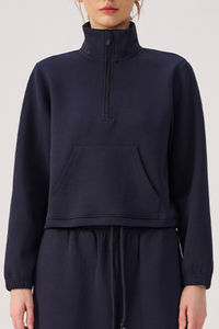 Women's Fall Half Zip Stand Collar Cropped Sweatshirt