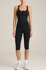 Women's Brushed Racerback Tank Top And Capri Yoga Set