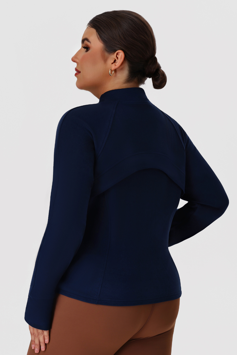 Plus Size Women's Fleece Cropped Fitted Stand Collar Jacket