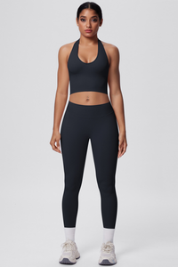 Women's Seamless Halter Tank Sport Leggings Two-Piece Set