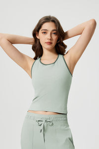 Women Sleeveless With Chest Pad Shock Slim Thin Yoga Fitness Exercise Tank Tops