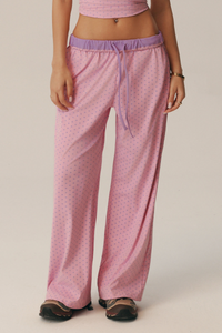 Women's Polka Dot Elastic-Waist Drawstring Wide Leg Pants