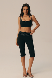 Women's Fake Two Piece Bra & High Waist Capri Leggings Set