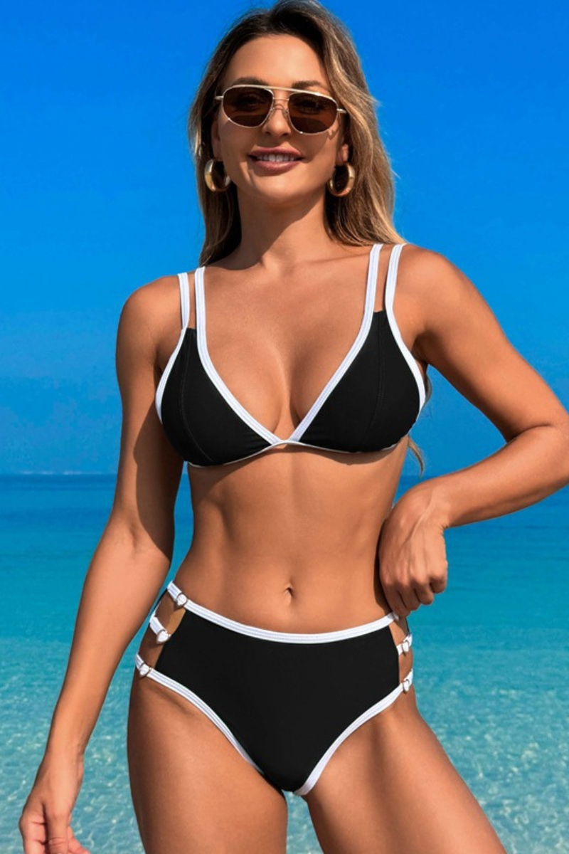 Women's Triangle Cup Color Block Sexy Bikini