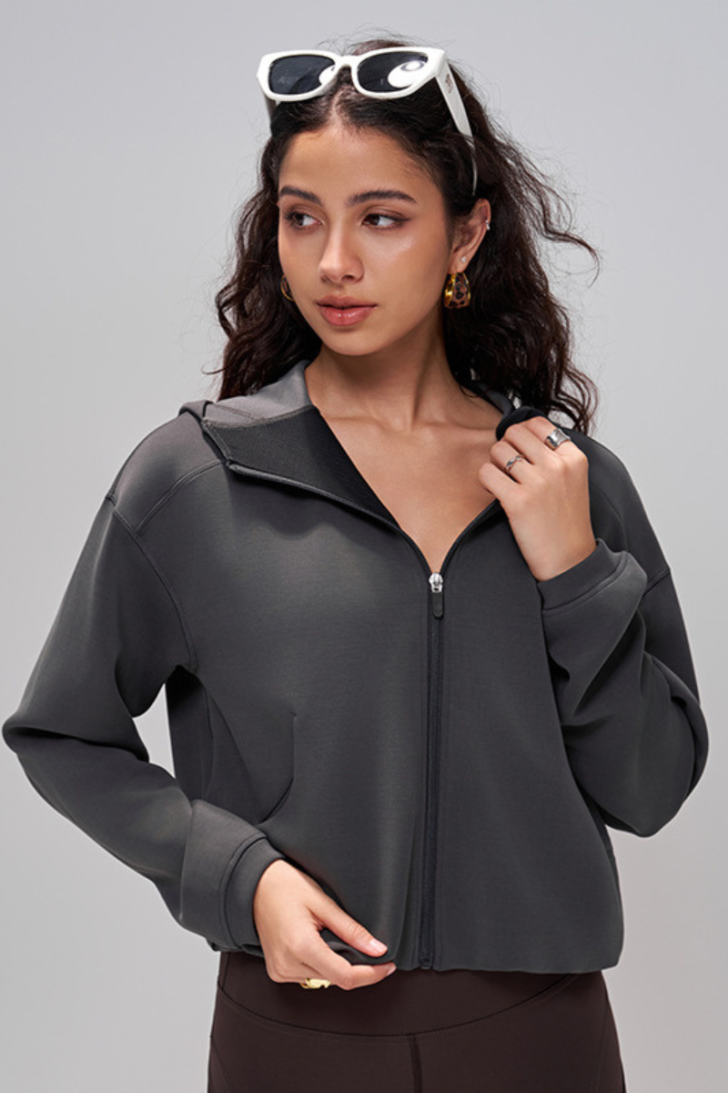 Women‘s Athletic Cropped Full Zipper Sports Jacket