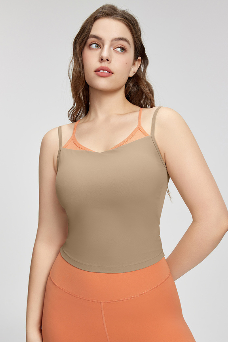 Plus Size Women's Faux Two-Piece Color-Block Sports Tank Top