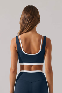 Women's Color Block Wide Strap Sports Yoga Bra