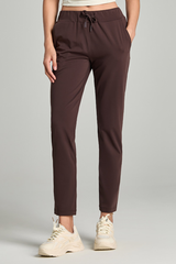 Women's Spring Solid Drawstring Sports Cropped Pants