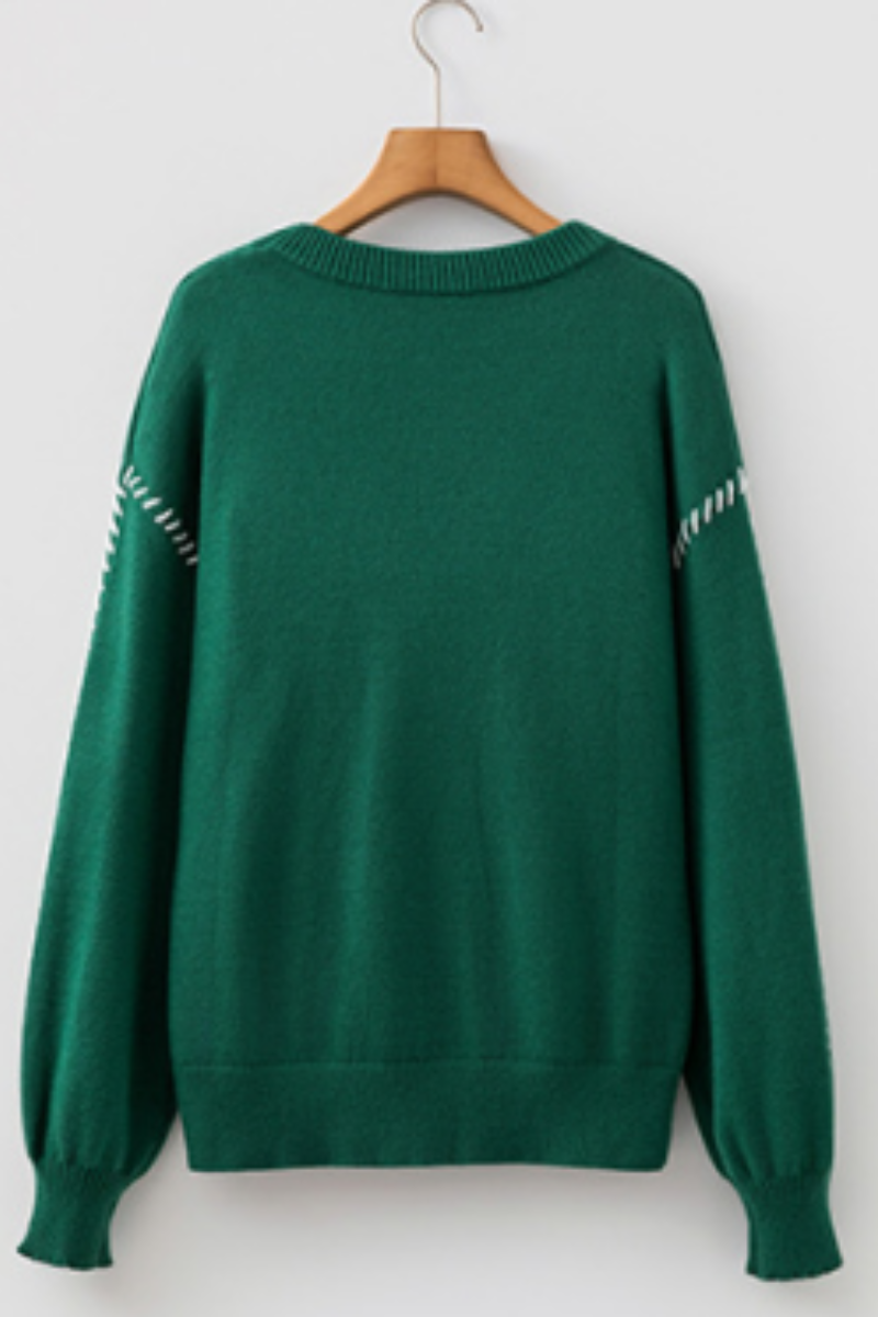 Women Christmas Crew Neck Knit Sweater Santa Baby Letter