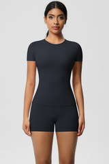 Women Yoga Set: Quick Dry Breathable Short Sleeve + Shorts