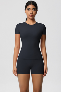 Women Yoga Set: Quick Dry Breathable Short Sleeve + Shorts