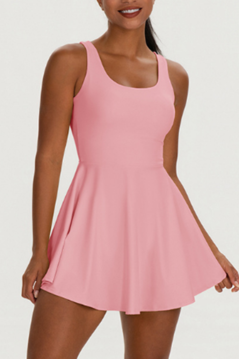 pink tennis dress with shorts Chririnla Christmas Poinsettia Floral Tennis Dresses for Women Golf Dress with Built-in Shorts with Pockets Athletic Sports Workout 2 in 1 Set