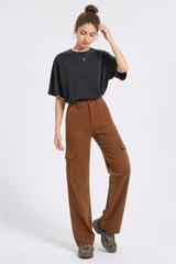 Women's High Waist Multi-Pocket Wide Leg Cargo Jeans