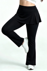 Plus Size Women's Fake Two Piece Skort Yoga Flare Pants