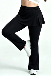 Plus Size Women's Fake Two Piece Skort Yoga Flare Pants