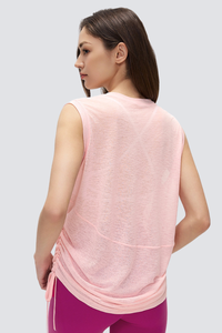Women's Summer Sheer Breathable Drawstring Sports Tank Top
