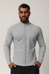 Men's Full Zipper Pocket Solid Fitness Sport Jacket