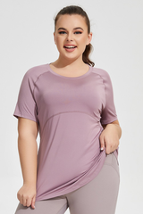 Plus Size Women's Back Mesh Vent Soft Athletic Yoga T-shirt