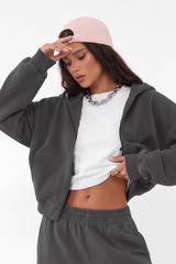 Women's Fall 100% Cotton 360G Boxy Two‑Way Zip Jacket
