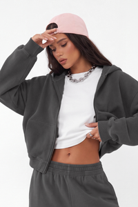 Women's Fall 100% Cotton 360G Boxy Two‑Way Zip Jacket