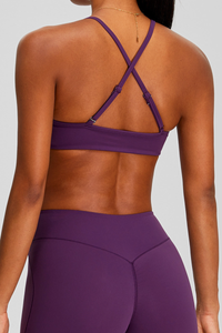 Women's Cross-Back Adjustable Twist-Front Yoga Sports Bra