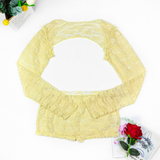 Women's Sexy Lace Hollow Halter Low Waist Bikini Set - 4pcs