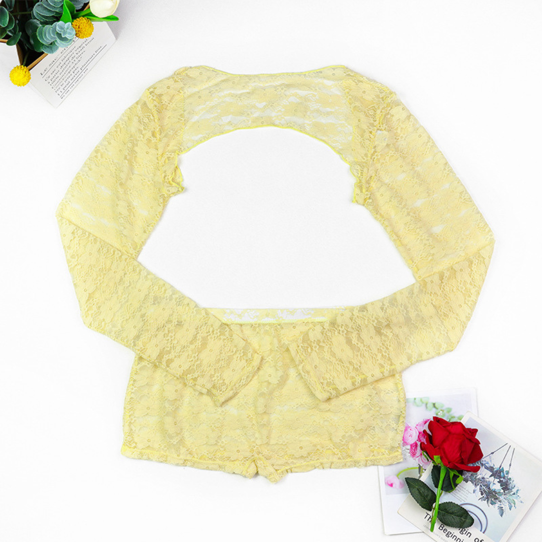 Women's Sexy Lace Hollow Halter Low Waist Bikini Set - 4pcs