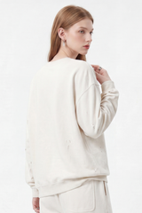 Women's Fall Washed Distressed Loose Drop Shoulder Pullover