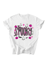Women's Halloween Pumpkin Ghost Bat Print T‑shirt