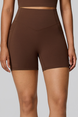 Women's High Waist Side Pocket Sculpting  Fit Yoga Shorts