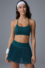 Women's Y-Back Bra And Pleated Skirt Tennis 2 Piece Sets