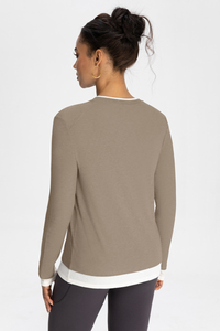 Faux two-piece wool long-sleeved top
