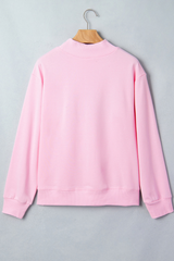 Women's Fall Pink Valentines Day Mock Neck Sweatshirt