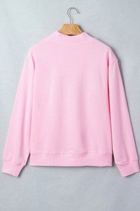 Women's Fall Pink Valentines Day Mock Neck Sweatshirt