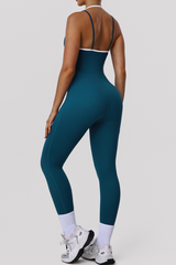 Women's Color-Blocked Spaghetti-Strap Backless Jumpsuit