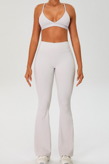 Women's Set:Cross Back Triangle Cup Bra & Flared Pants