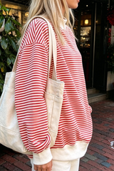 Women's Fall Southern Style Soft Striped Mock Neck Sweatshirt