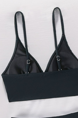 Women's V-Neck Thin Strap Crisscross Waist Solid Bikini