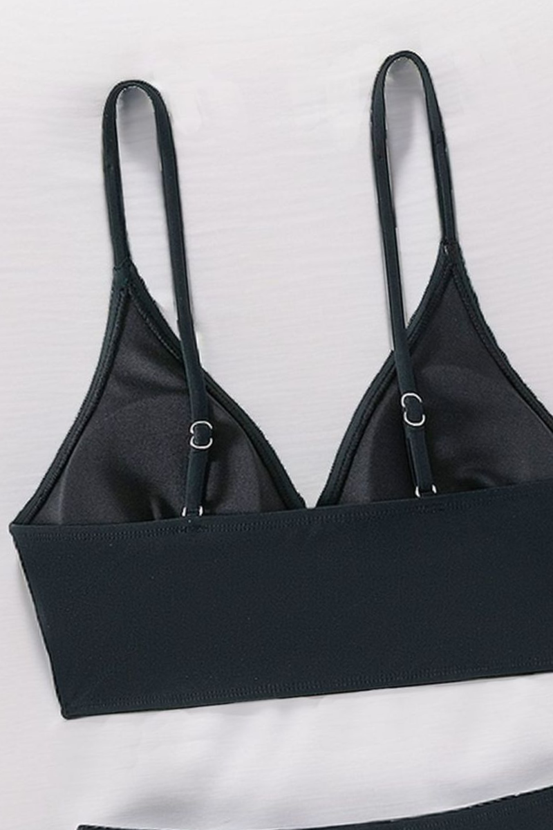 Women's V-Neck Thin Strap Crisscross Waist Solid Bikini