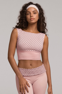 Women's Polka Dot Set:Tie-Back Cropped Tank Top & Flare Pant