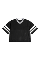 Unisex Striped Color Block Mesh Athletic Football Jersey Tee